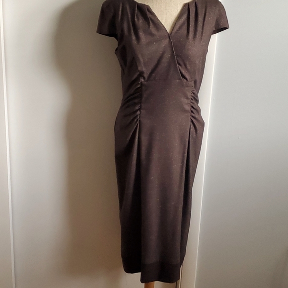 Flattering Ruched Waist Tweed Dress - Picture 3 of 4